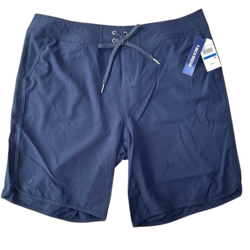 Nautica Long Board Shorts X Large 14 16 Blue Adjustable Waist Fast Dry Pockets
